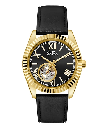 Guess Men's Black Gold Tone Automatic Watch, 42mm