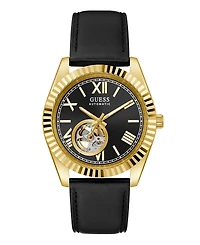 Guess Men's Black Gold Tone Automatic Watch, 42mm