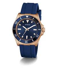 Guess Men's Blue Rose Gold Tone Analog Watch, 41mm