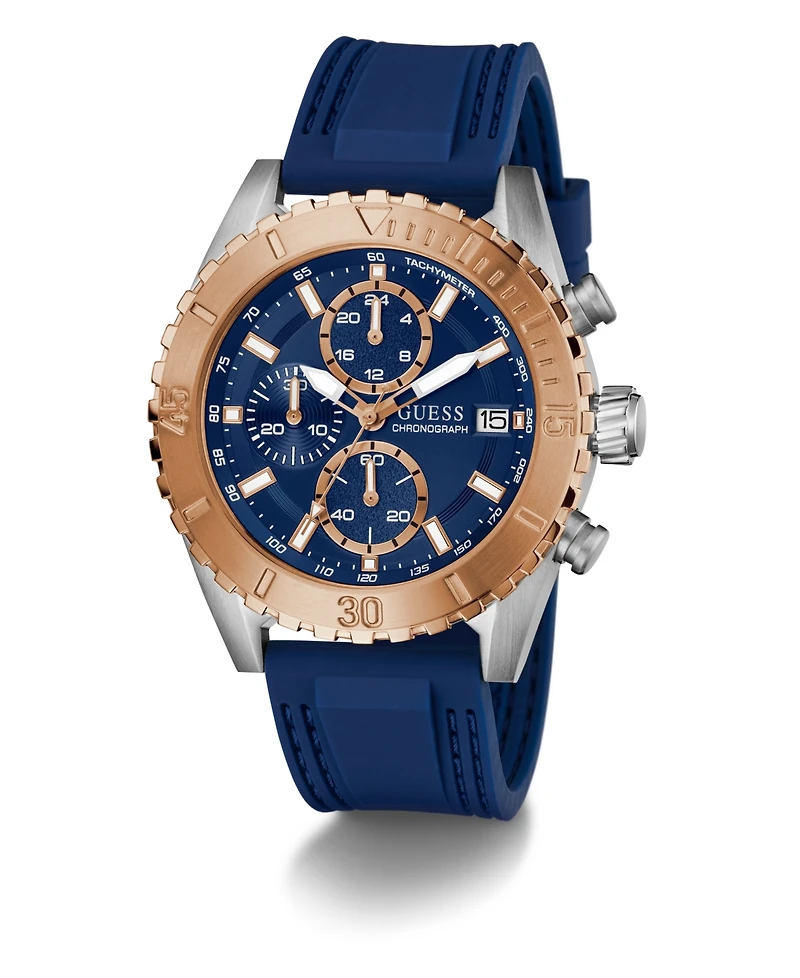 Guess Men's Blue Two-Tone Chronograph Watch, 45mm