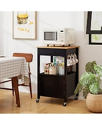 Gymax Rolling Kitchen Island Cart w/ Rubber Wood Top Drawer