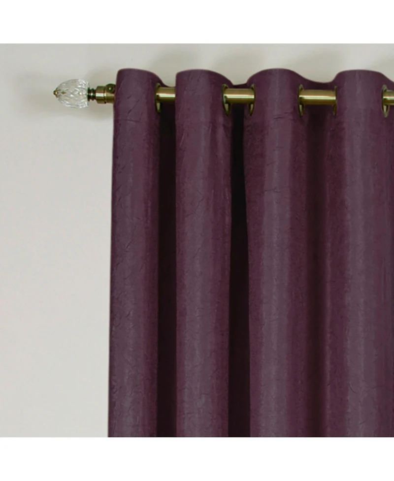 Kate Aurora Vesper Room Darkening Grommet Top Crinkled Satin Lined Single Window Curtain Panel - 63 in. Long Aubergine