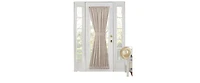 Kate Aurora Living Plaid Sheer French Door Curtain Panel With Tieback - 53 in. W x 45 in. L, Linen