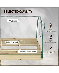 Outsunny Raised Garden Bed with house Pvc Cover, 4' x 3' x 2', Natural