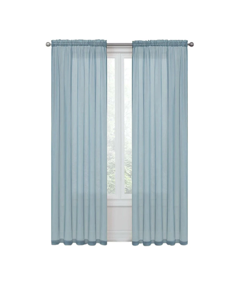 Kate Aurora Coastal Pastel Colored Light & Airy Sheer Voile Window Curtains - 52 in. W x 84 L, Baby Blue