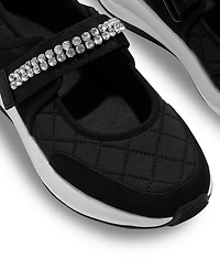 FitFlop Women's F-Mode Flow Crystal-Strap Quilted Mary Jane Flats