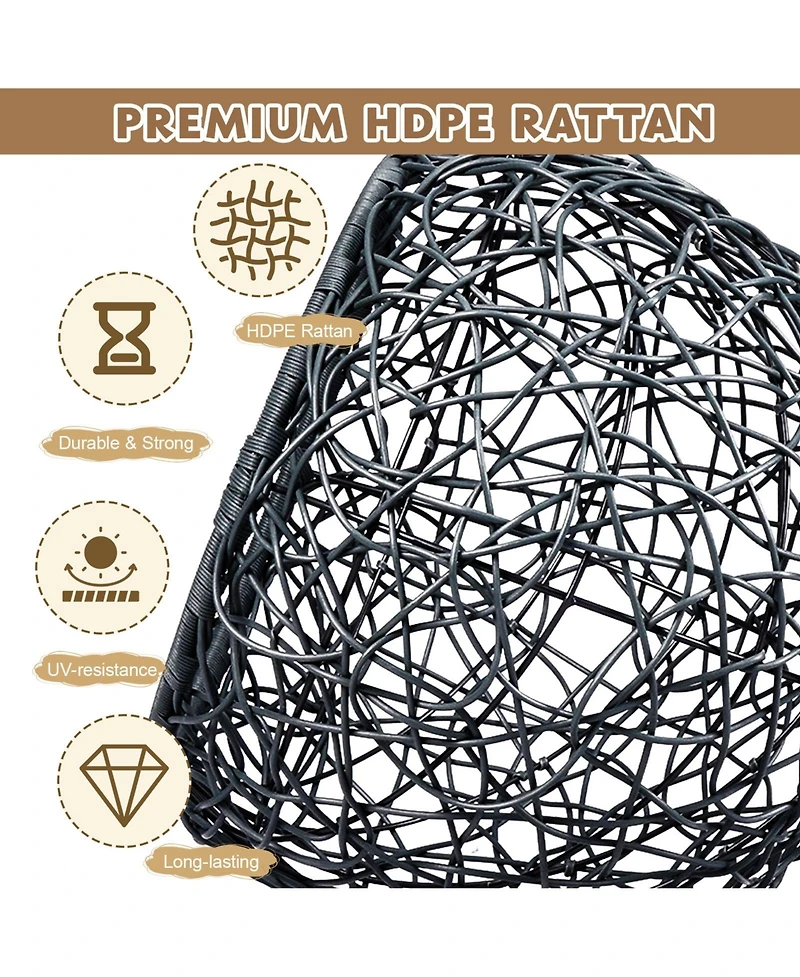 Flynama Cat Swing Bed with Stand & Cushion, Cat Egg Chair with Rattan Wicker Appearance, Indoor Hanging Swinging Cat Bed for Cats, Small Dogs, and Sma