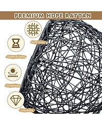 Flynama Cat Swing Bed with Stand & Cushion, Cat Egg Chair with Rattan Wicker Appearance, Indoor Hanging Swinging Cat Bed for Cats, Small Dogs, and Sma