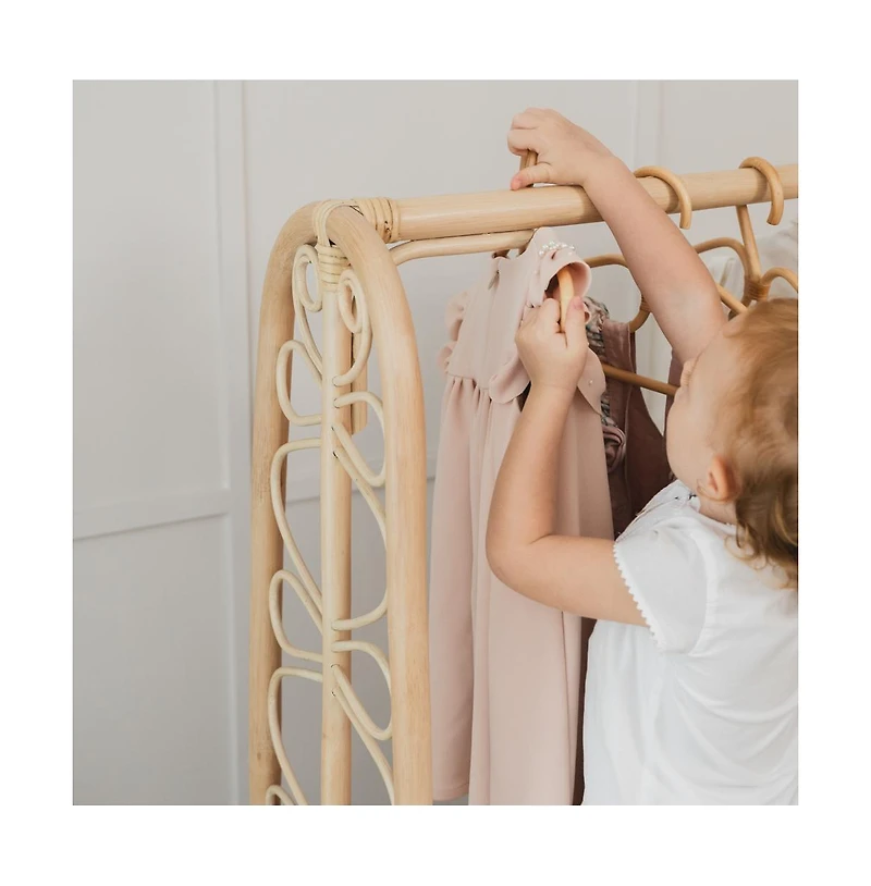 Momiji - Handcrafted Rattan Belle Montessori Kids Clothes Rack - Wicker
