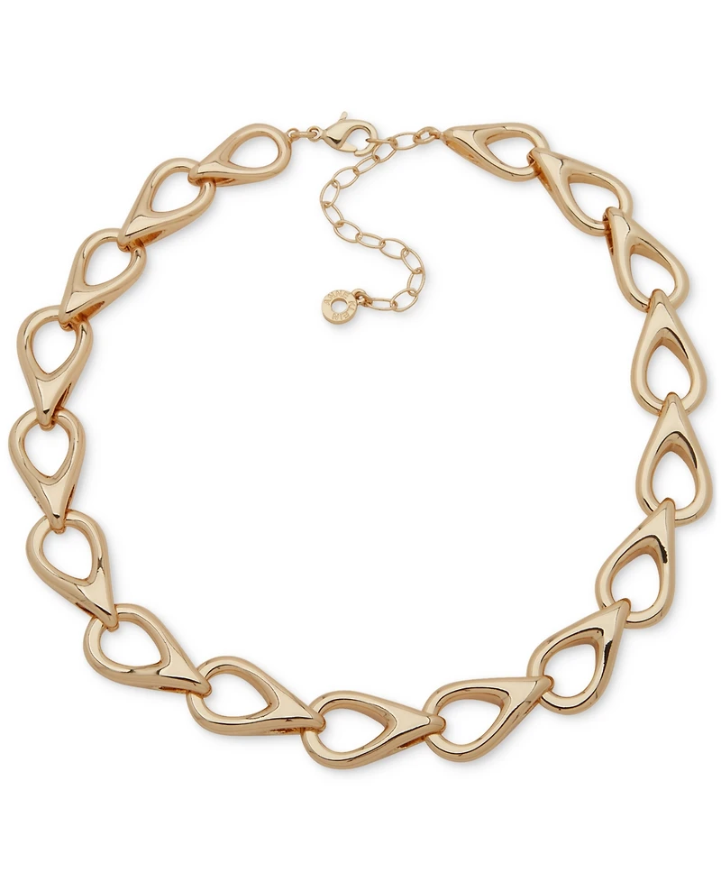 Anne Klein Gold-Tone Rounded Teardrop Linked Necklace, 16" + 3" extender