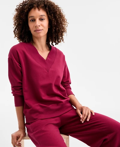 Id Ideology Women's Fleece V-Neck Sweatshirt, Created for Macy's