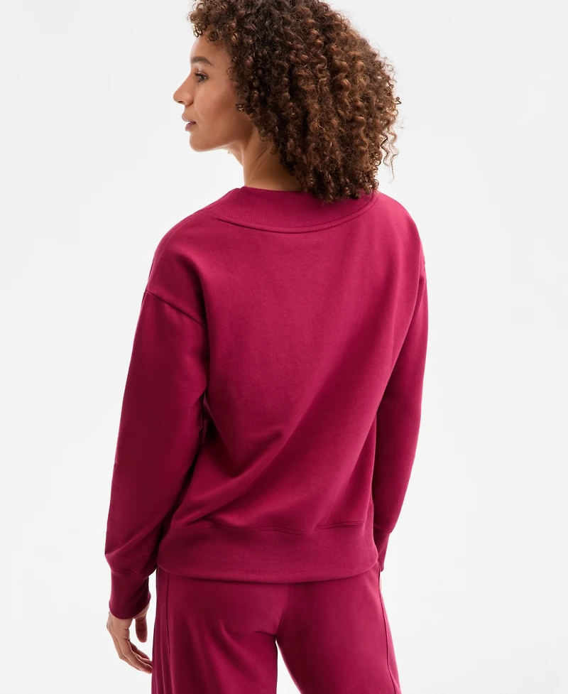 Id Ideology Women's Fleece V-Neck Sweatshirt, Created for Macy's