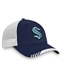 Fanatics Men's Navy Seattle Kraken Authentic Pro Locker Room Trucker Adjustable Hat