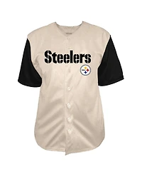 Fanatics Men's Cream Pittsburgh Steelers Full-Button Short Sleeve T-Shirt