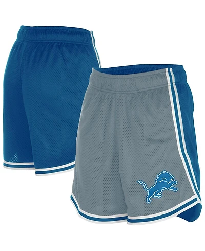 New Era Women's Silver/Blue Detroit Lions Sport Classics Mesh Shorts