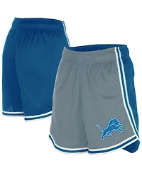 New Era Women's Silver/Blue Detroit Lions Sport Classics Mesh Shorts