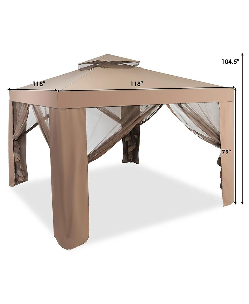 Gymax 10'x 10' Canopy Gazebo Tent Shelter Garden Lawn Patio W/Mosquito Netting