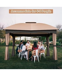 Gymax Patio 12' x 10' Canopy Heavy Duty Steel Gazebo Double Vented Outdoor