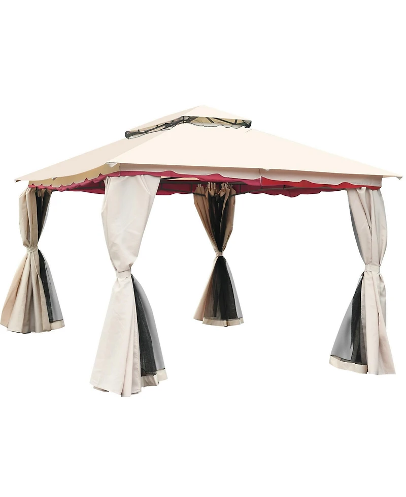 Gymax 13'x10'Outdoor Canopy Gazebo Art Steel Frame Party Patio Canopy Gazebo W/Netting