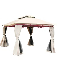 Gymax 13'x10'Outdoor Canopy Gazebo Art Steel Frame Party Patio Canopy Gazebo W/Netting