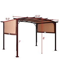 Gymax 12' x 9' Pergola Kit Metal Frame Gazebo Canopy Cover Patio Shelter