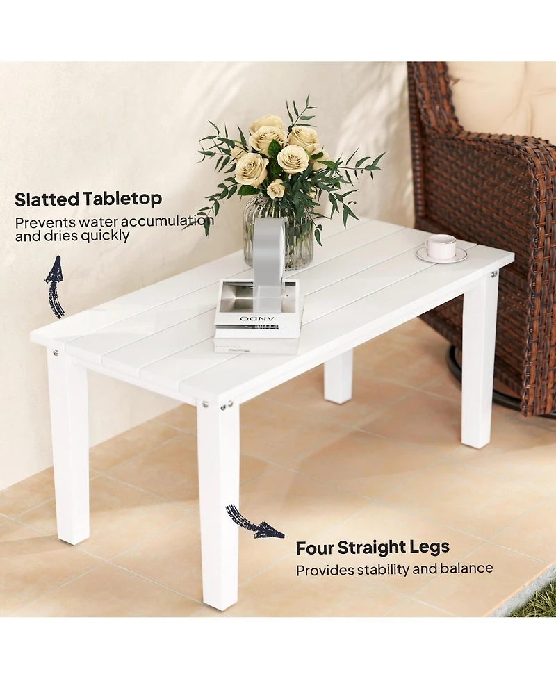 Outsunny Hdpe Outdoor Table, Recgle Slatted Patio Table,