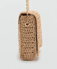 Mango Women's Studs Natural Fiber Shoulder Bag