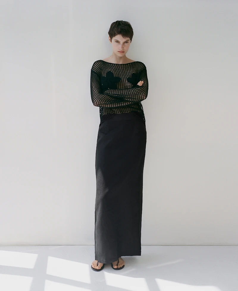 Mango Women's Linen Pencil Skirt