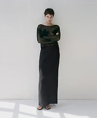 Mango Women's Linen Pencil Skirt