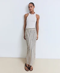 Mango Women's Striped Linen Skirt