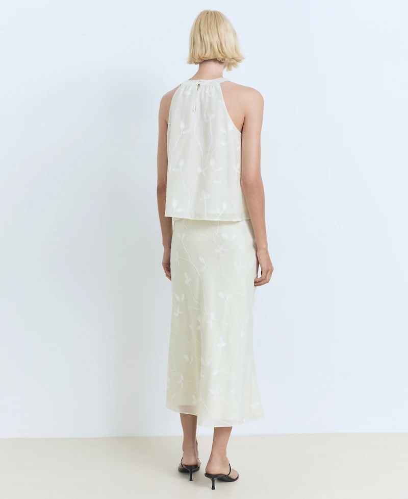 Mango Women's Flowers Midi Skirt