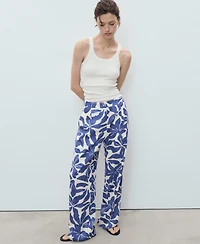 Mango Women's Printed Linen-Blend Pants