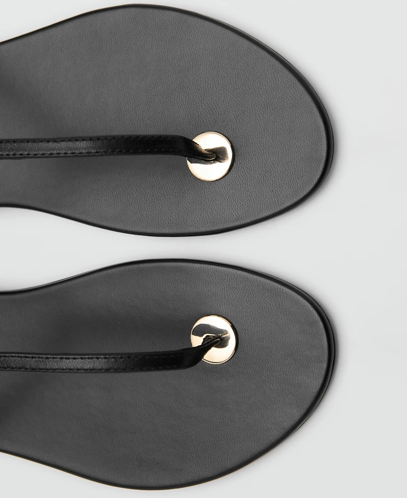 Mango Women's Metallic Detail Leather Sandals