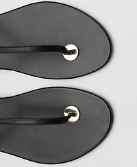 Mango Women's Metallic Detail Leather Sandals