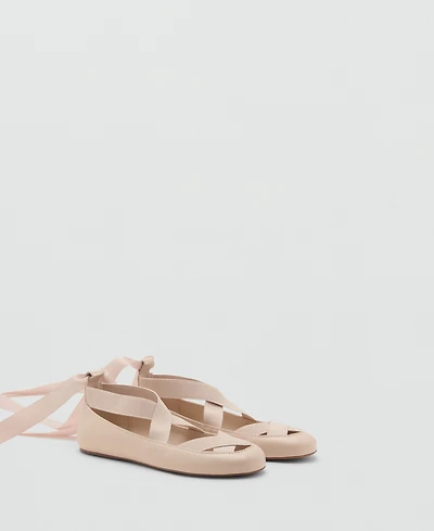 Mango Women's Criss-Cross Strap Ballet Flats