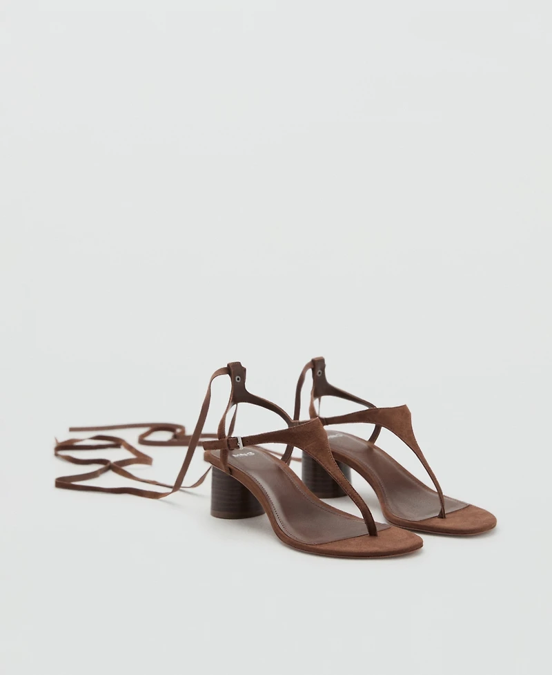 Mango Women's Suede Leather Heeled Sandals