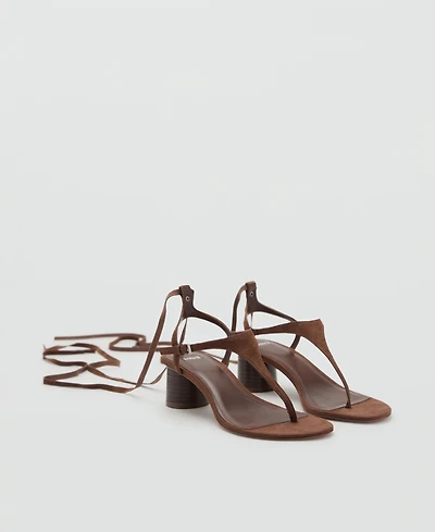 Mango Women's Suede Leather Heeled Sandals