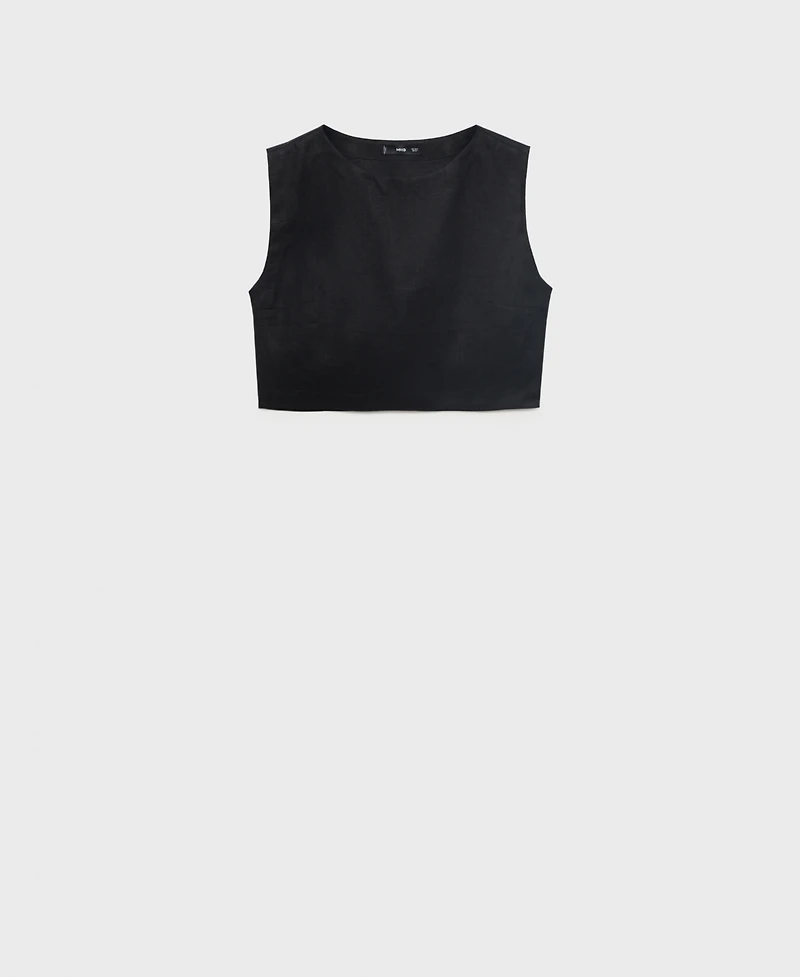 Mango Women's Linen Crop Top