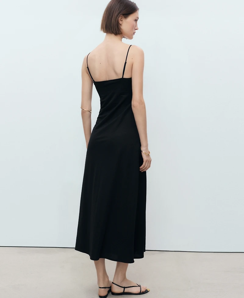Mango Women's Bow Neckline Long Dress