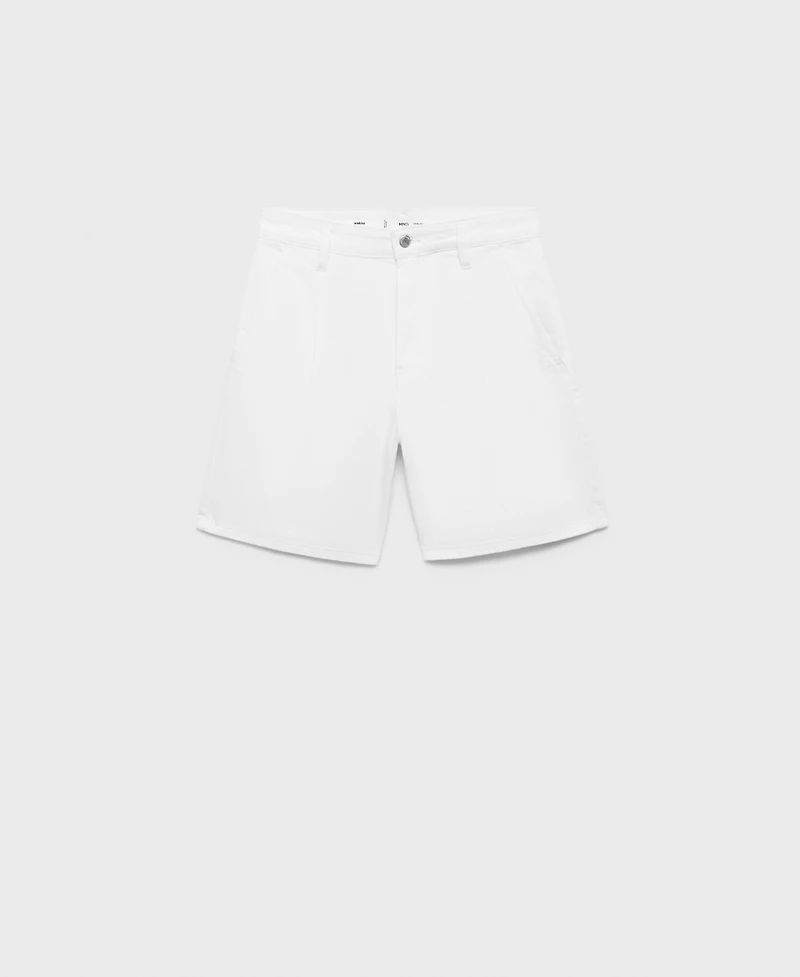 Mango Women's Mid-Rise Pleated Denim Bermuda Shorts
