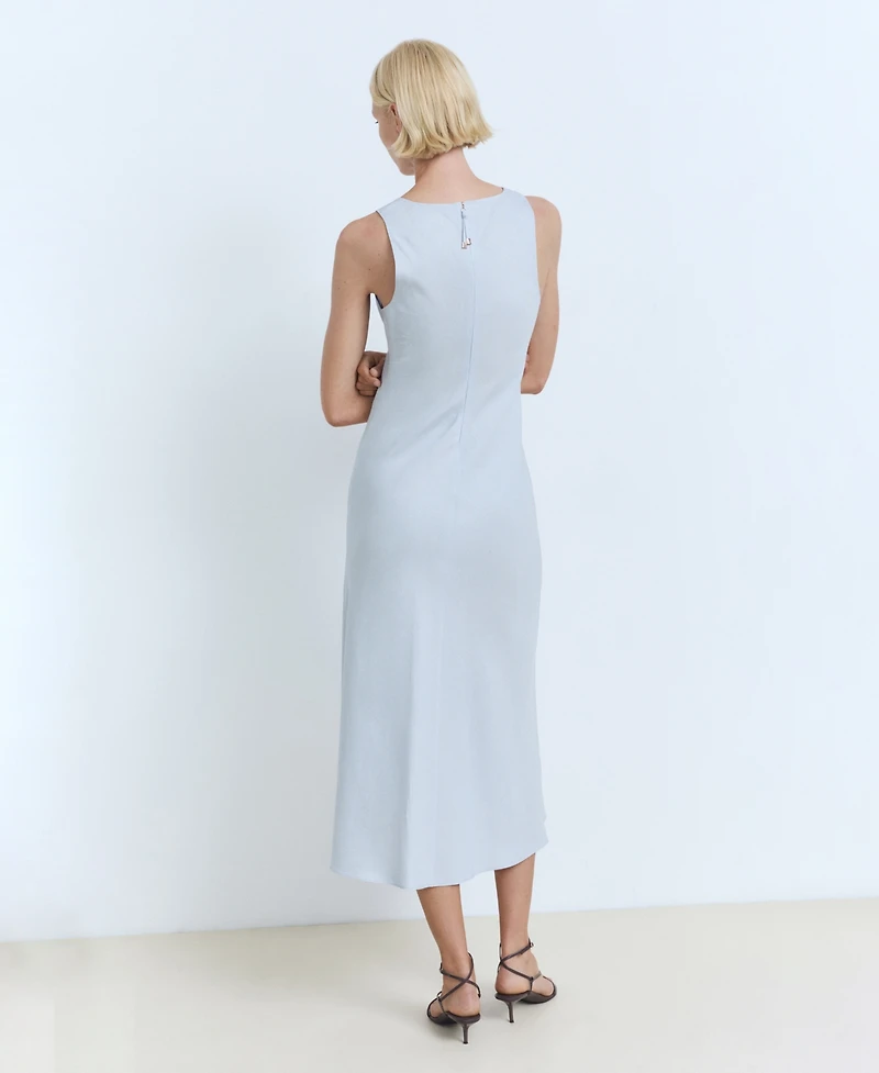 Mango Women's Linen-Blend Midi Dress