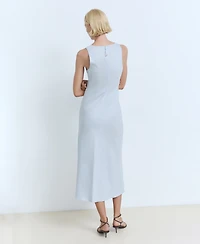 Mango Women's Linen-Blend Midi Dress