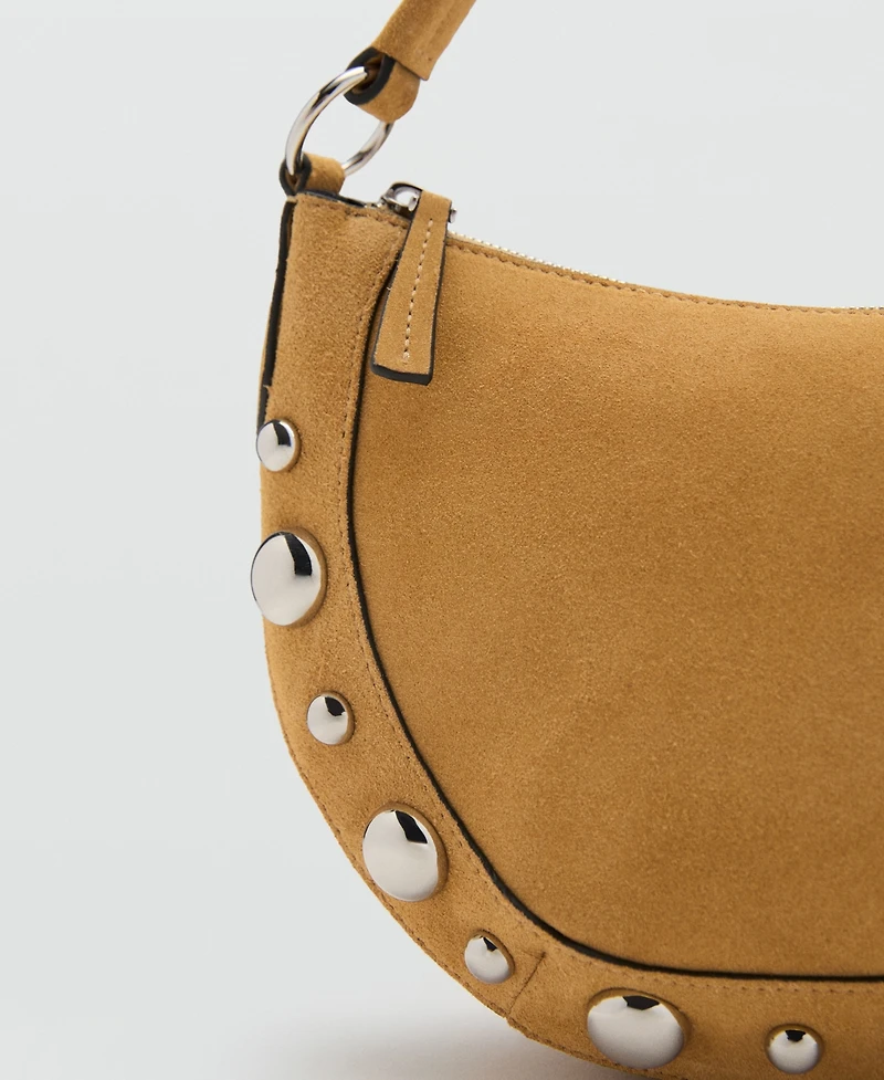 Mango Women's Medium Studded Suede Handbag