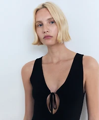 Mango Women's Bow Neckline Knitted Dress
