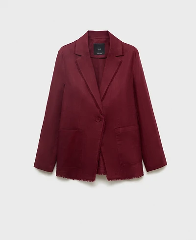 Mango Women's Frayed Ends Linen Suit Blazer