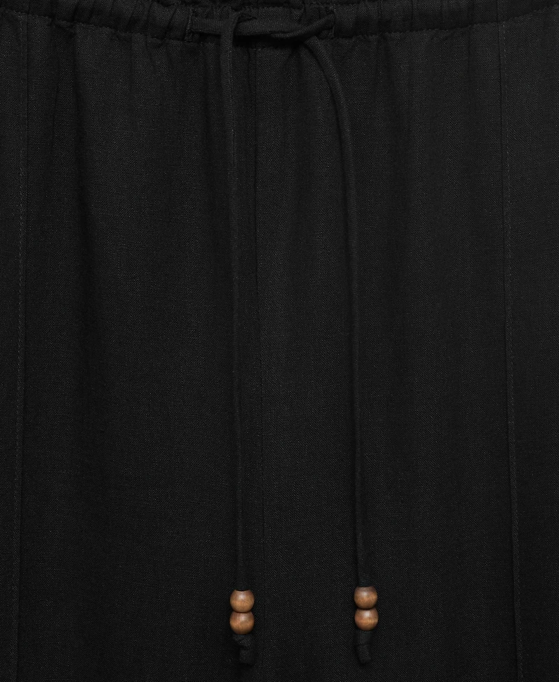 Mango Women's Linen-Blend Elastic Waist Pants