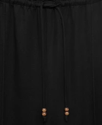 Mango Women's Linen-Blend Elastic Waist Pants