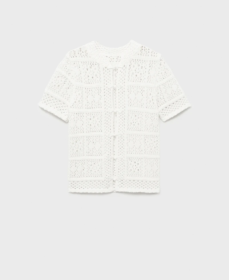 Mango Women's Short-Sleeved Crochet Cardigan