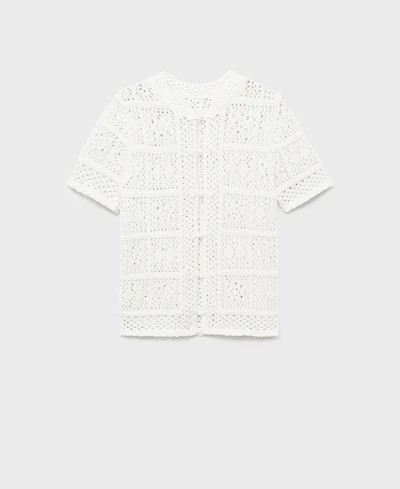 Mango Women's Short-Sleeved Crochet Cardigan