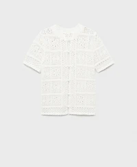 Mango Women's Short-Sleeved Crochet Cardigan